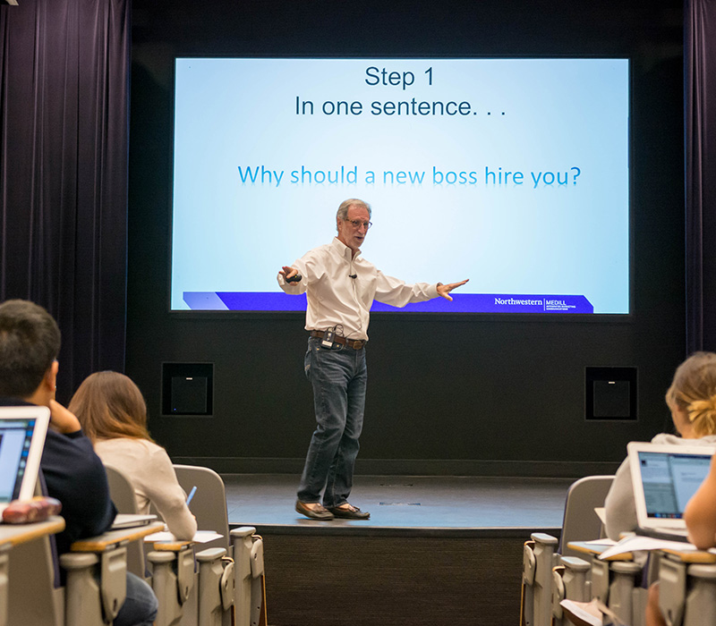 A professor giving a lecture on branding.