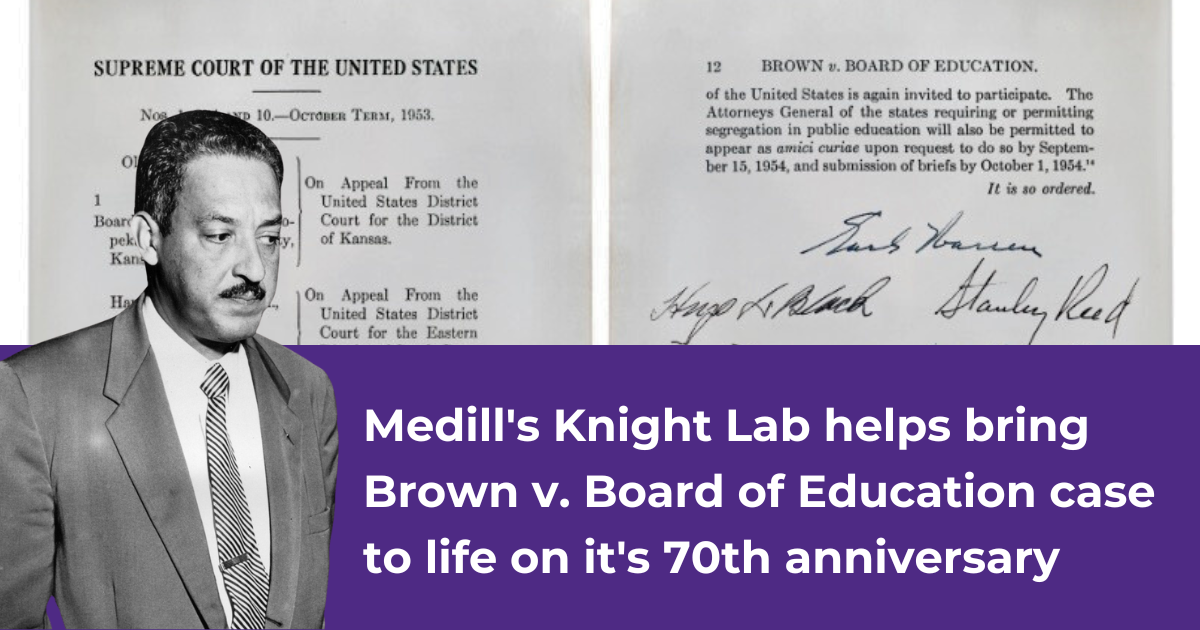 Medill's Knight Lab helps bring Brown v. Board of Education case to life on it's 70th anniversary.