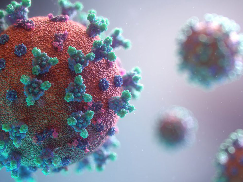 An illustrated visualization of the microscopic coronavirus