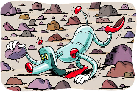Robot dog searching under rocks