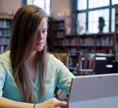 Person using a computer.