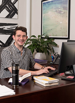 Student at home on a computer