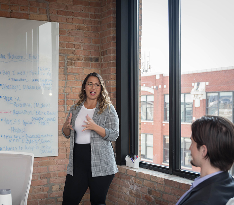 Student giving a presentation