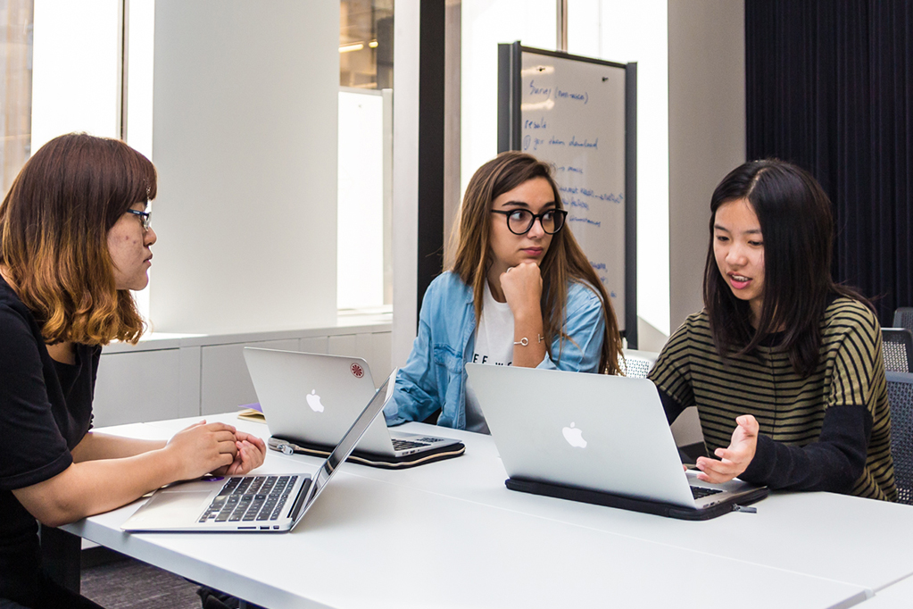 Students working in San Francisco office