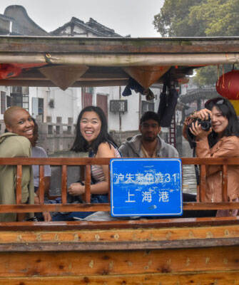 Students on a boat.