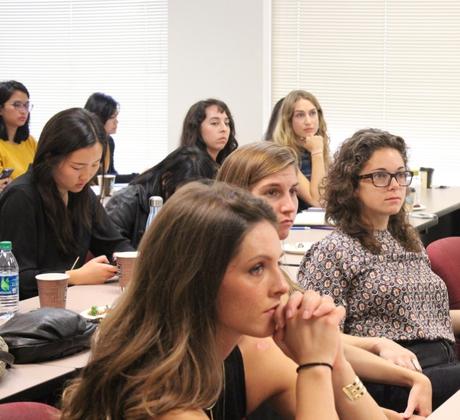 A classroom of students.