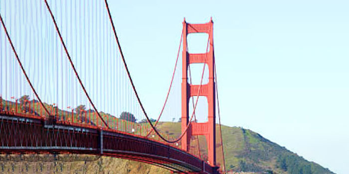 The Golden Gate Bridge.