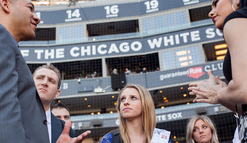 Students at the Chicago White Sox stadium.