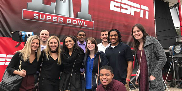 Students at the Super Bowl.