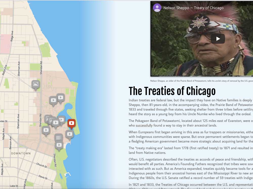 A slide from the Indigenous Tour of Northwestern featuring The Treaties of Chicago
