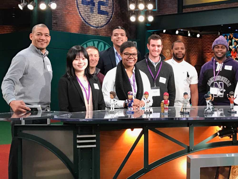 Medill students in tv studio.