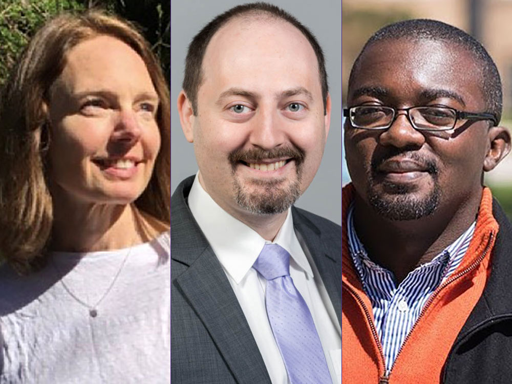 Side-by-side headshots of Elizabeth Shogren, Ivan Meyers and Michael Spikes