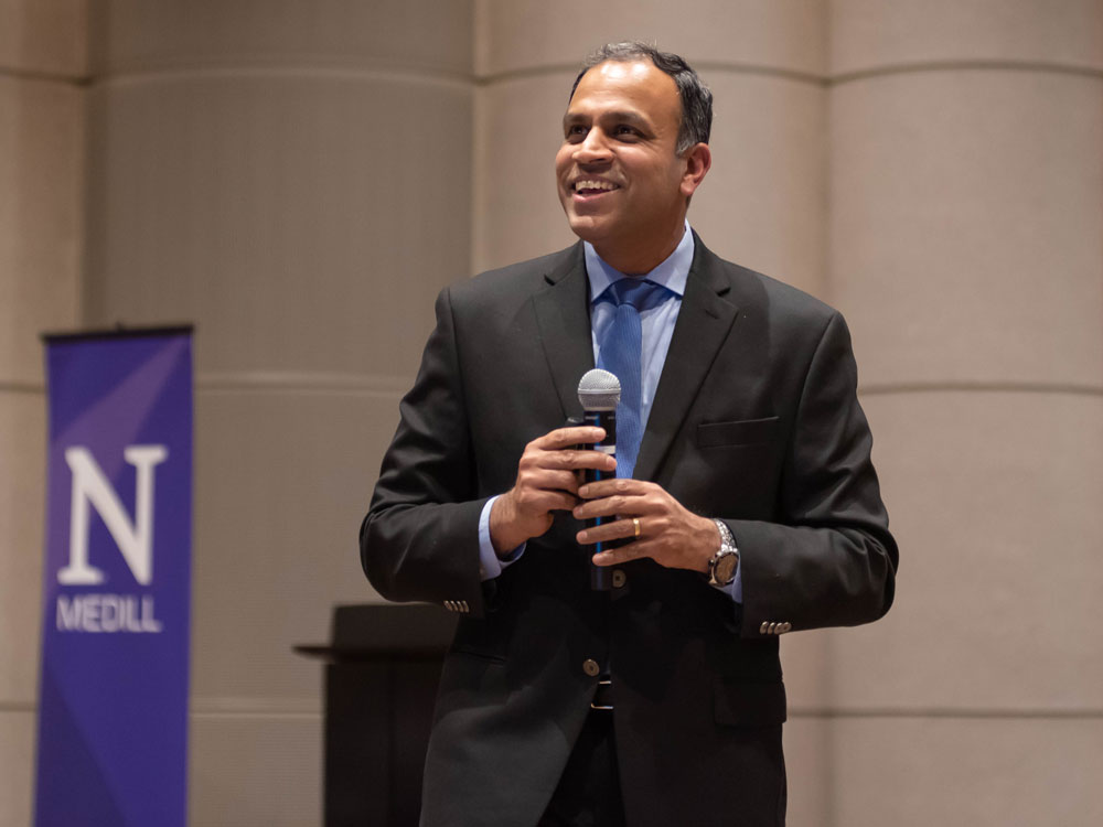 Medill faculty member giving a presentation