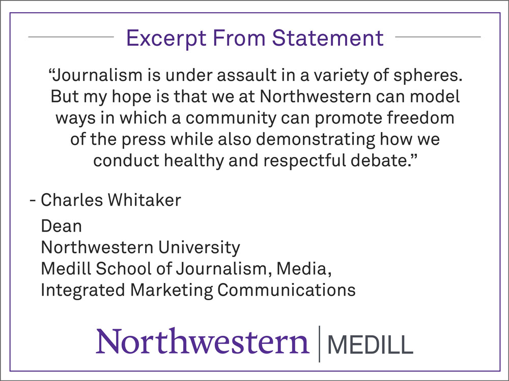 Statement from Medill Dean Charles Whitaker