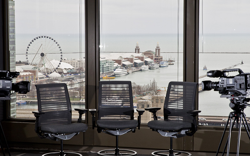 View from Medill Chicago overlooking Navy Pier.