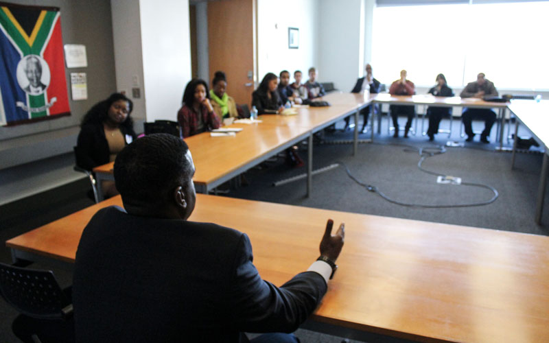 A group of students speaking at the NABJ Summit. 