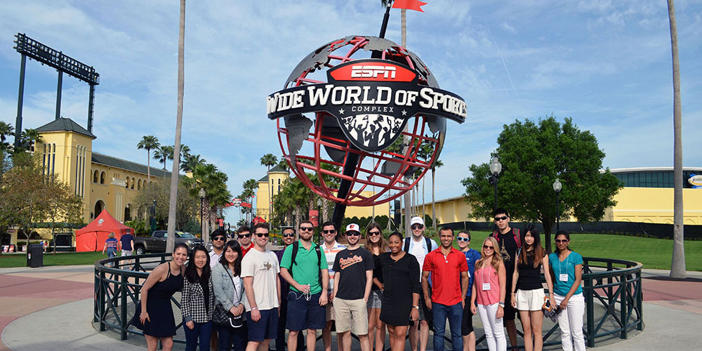 Students outside the ESPN complex.